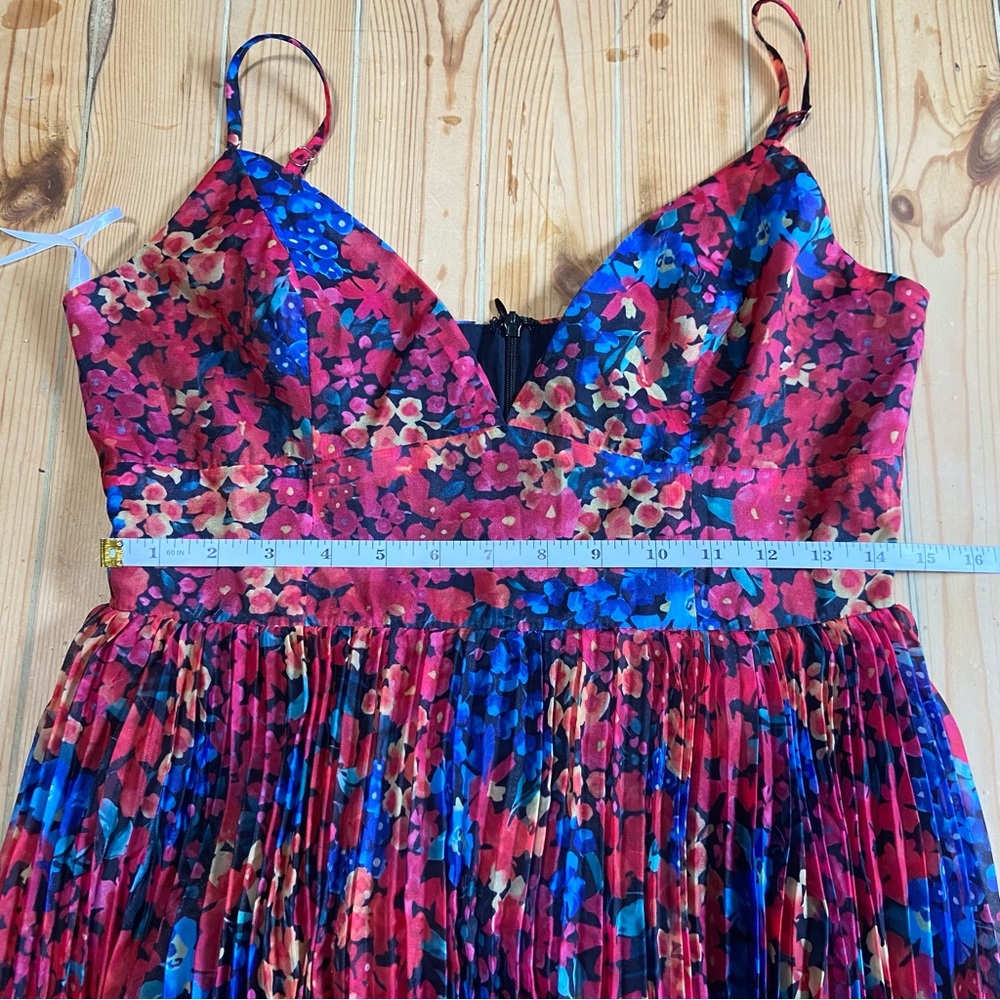 NWOT Lulus Sincerely Gorgeous Black Multi Floral Pleated Midi Dress - Picture 6 of 9